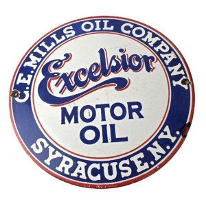 Vintage Excelsior Sign - Gas Pump Mills Oil Porcelain Sign