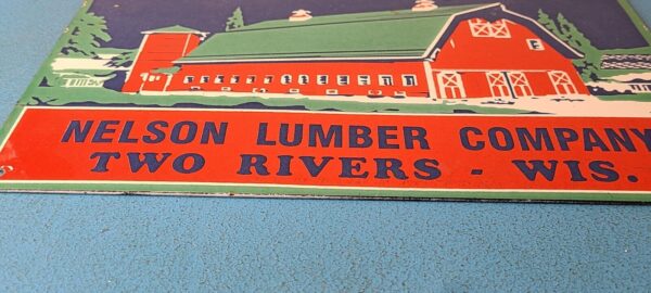 Vintage Farming Building Service Sign Wisconsin Lumber Barn Gas Porcelain Sign 305779340364 11