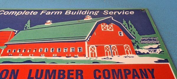 Vintage Farming Building Service Sign Wisconsin Lumber Barn Gas Porcelain Sign 305779340364 12