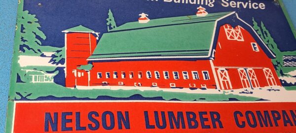 Vintage Farming Building Service Sign Wisconsin Lumber Barn Gas Porcelain Sign 305779340364 5