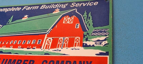 Vintage Farming Building Service Sign Wisconsin Lumber Barn Gas Porcelain Sign 305779340364 8