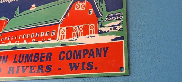 Vintage Farming Building Service Sign Wisconsin Lumber Barn Gas Porcelain Sign 305779340364 9