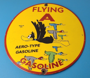 Vintage Flying A Gasoline Sign Aviation Ducks Porcelain Gas Service Pump Sign 305890157164