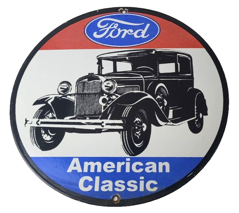 Vintage Ford Motors Sign - American Classic Garage Gas Automotive Porcelain Sign