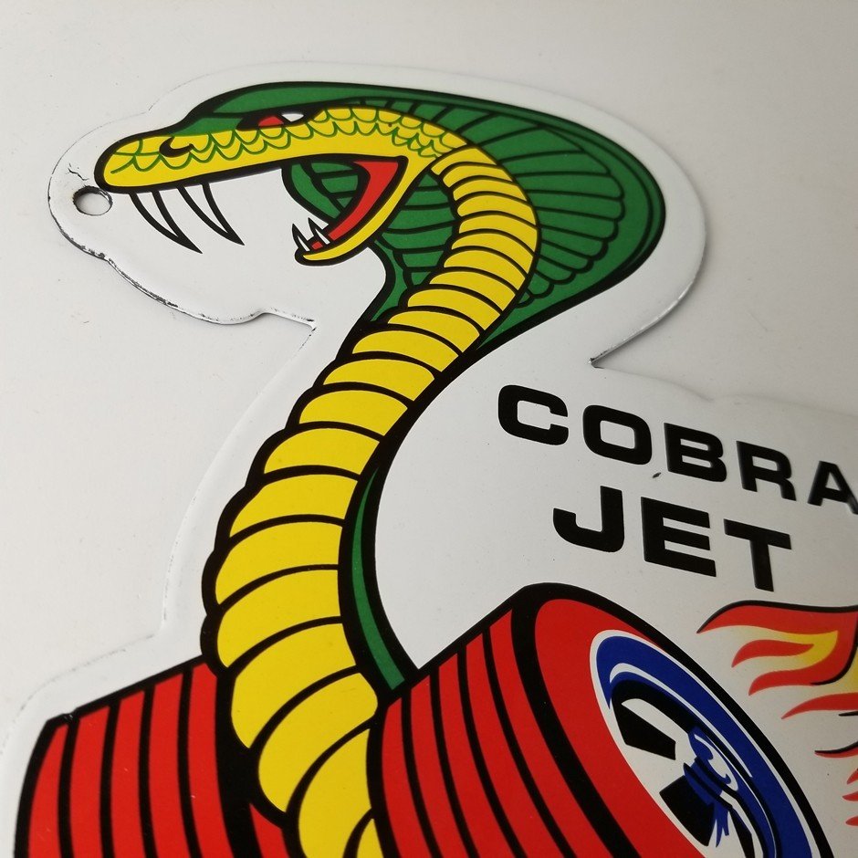 Vintage Ford Motors Sign - Cobra Jet Sales Service Shelby Mustang Porcelain Sign - Image 5