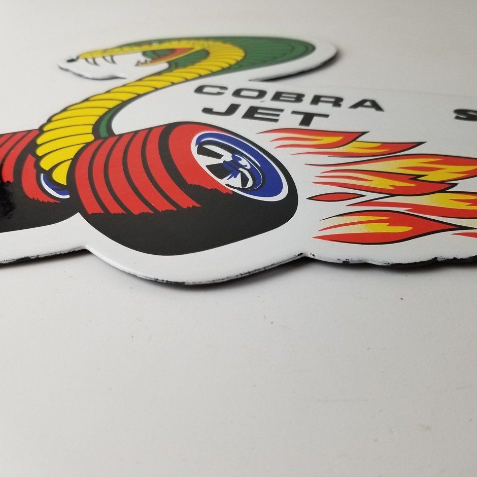 Vintage Ford Motors Sign - Cobra Jet Sales Service Shelby Mustang Porcelain Sign - Image 11