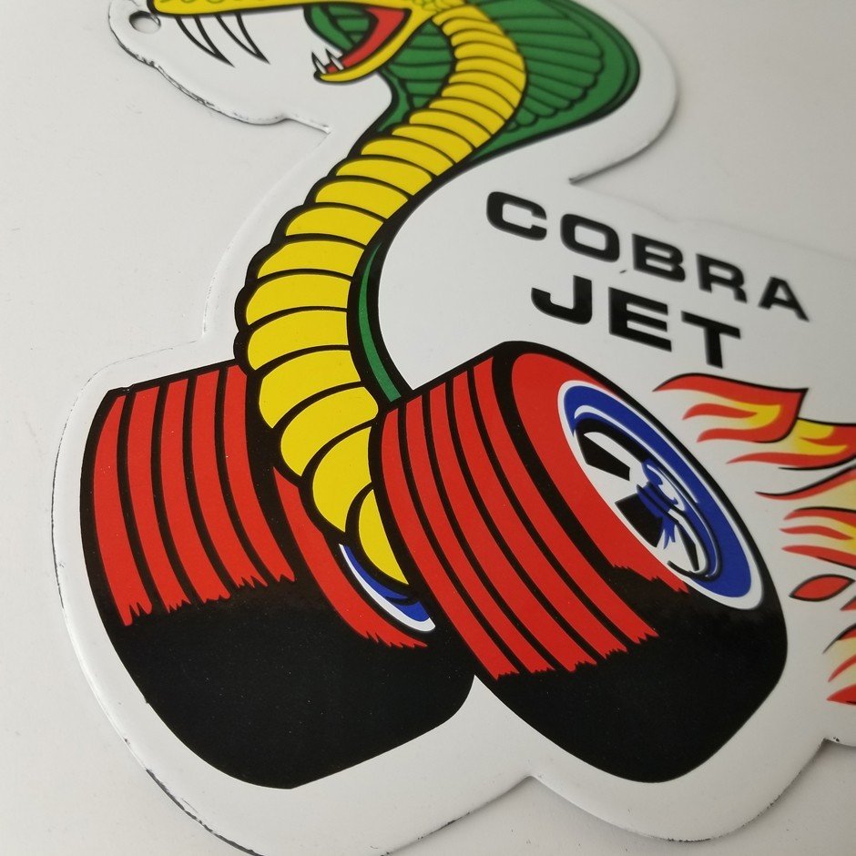 Vintage Ford Motors Sign - Cobra Jet Sales Service Shelby Mustang Porcelain Sign - Image 6