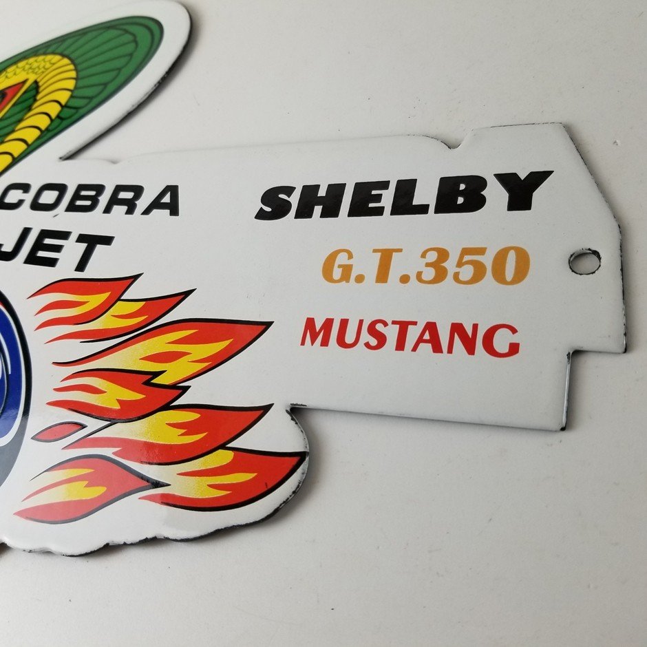 Vintage Ford Motors Sign - Cobra Jet Sales Service Shelby Mustang Porcelain Sign - Image 9