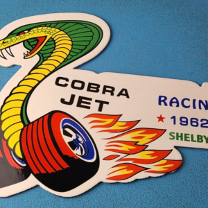 Vintage Ford Motors Sign - Cobra Jet Sales Service Shelby Porcelain Gas Oil Sign