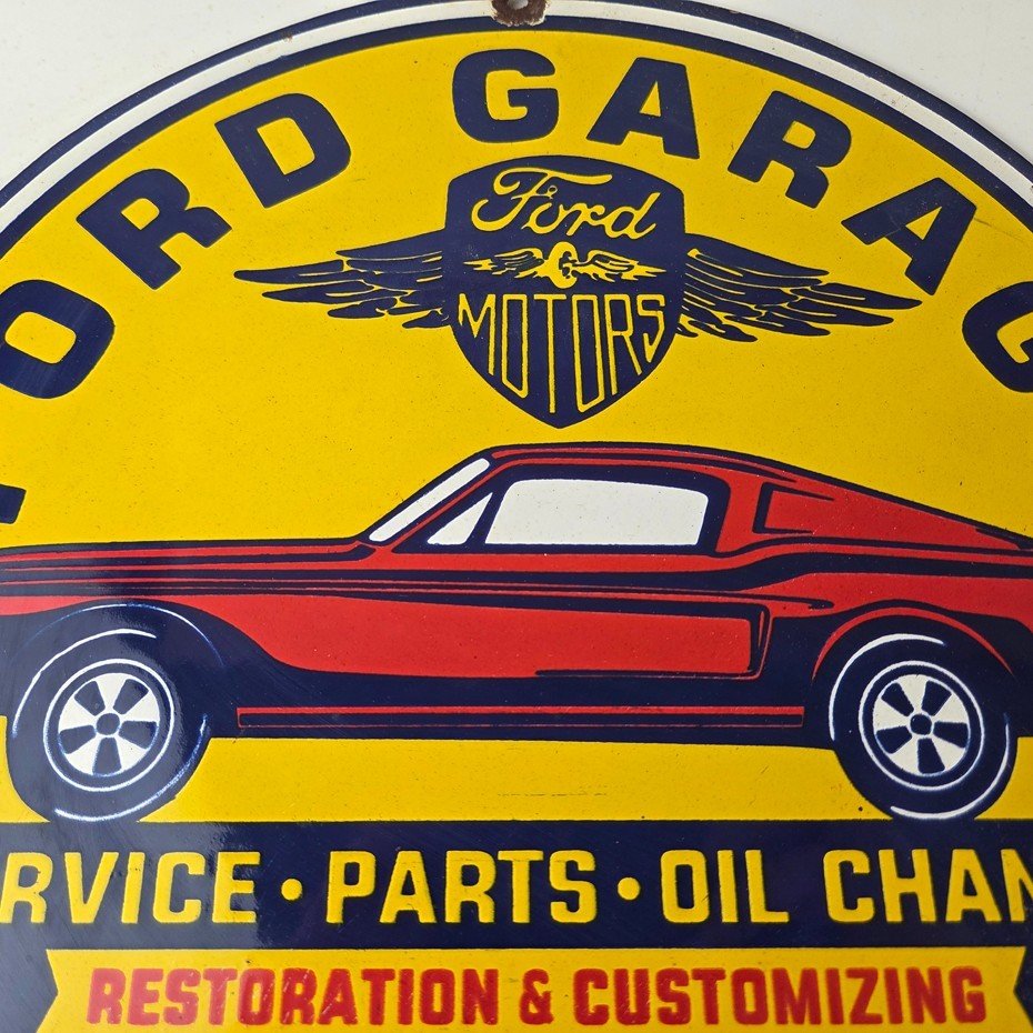 Vintage Ford Motors Sign - Garage Gas Pump Classic Automotive Porcelain Sign - Image 3