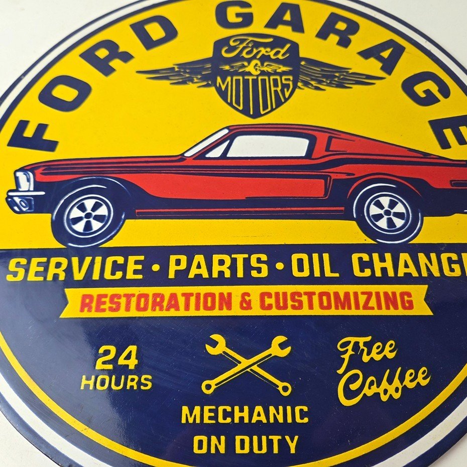 Vintage Ford Motors Sign - Garage Gas Pump Classic Automotive Porcelain Sign - Image 4