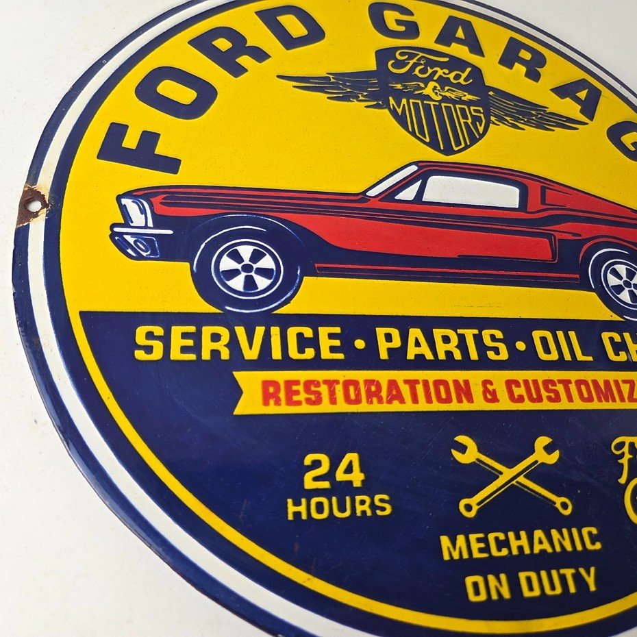 Vintage Ford Motors Sign - Garage Gas Pump Classic Automotive Porcelain Sign - Image 6