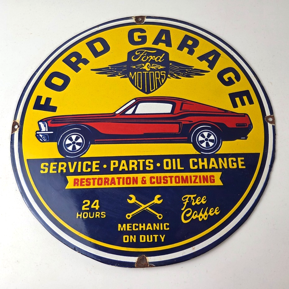 Vintage Ford Motors Sign - Garage Gas Pump Classic Automotive Porcelain Sign - Image 8