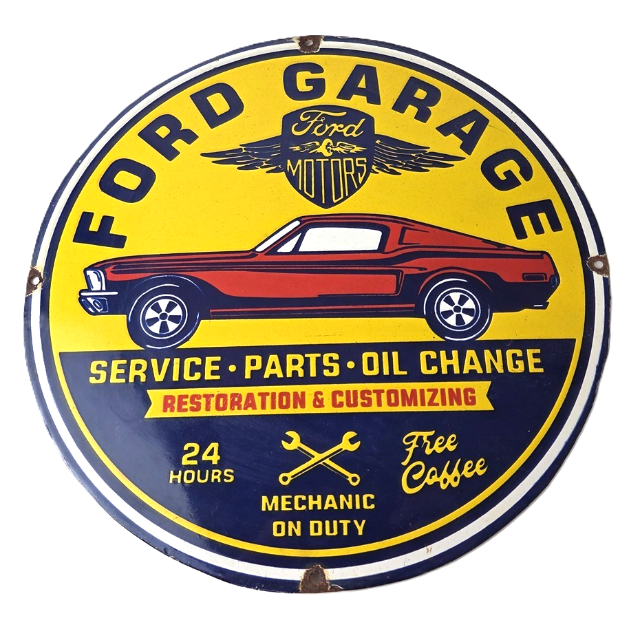 Vintage Ford Motors Sign - Garage Gas Pump Classic Automotive Porcelain Sign