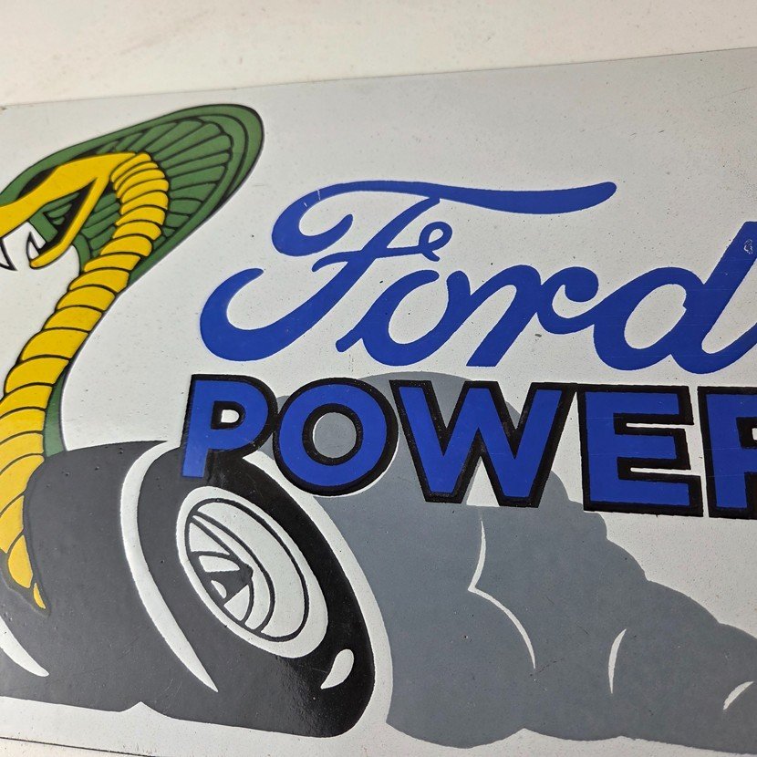 Vintage Ford Power Sign - Cobra Jet Sales Service Gas Oil Porcelain Sign - Image 4