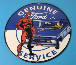 Vintage Ford Sign DC Comic Books Dare Devil Auto Truck Porcelain Gas Pump Sign 305855026184