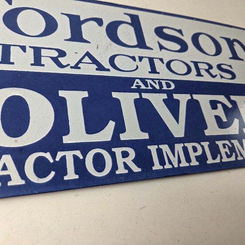 Vintage Fordson Tractors Sign - Oliver Sales Service Gas Porcelain Sign - Image 11