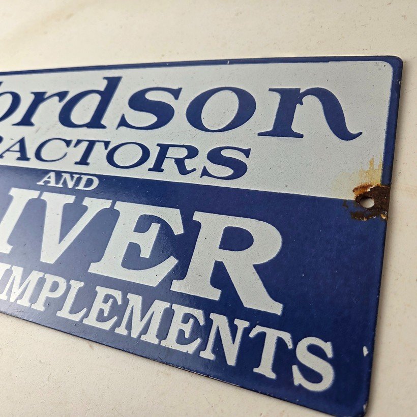 Vintage Fordson Tractors Sign - Oliver Sales Service Gas Porcelain Sign - Image 12