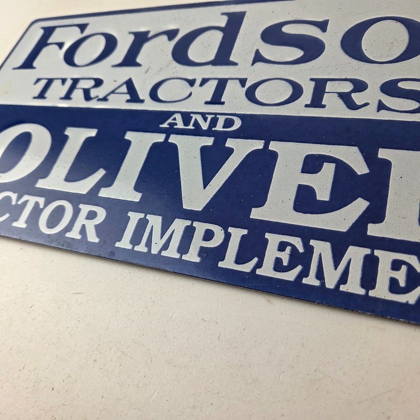 Vintage Fordson Tractors Sign - Oliver Sales Service Gas Porcelain Sign - Image 14