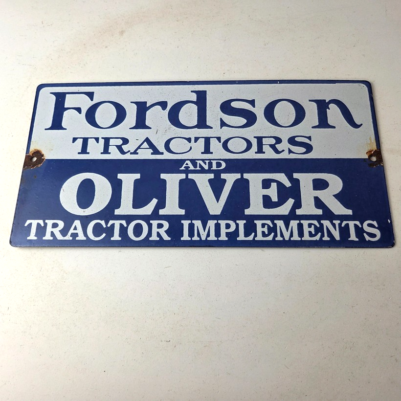 Vintage Fordson Tractors Sign - Oliver Sales Service Gas Porcelain Sign - Image 15
