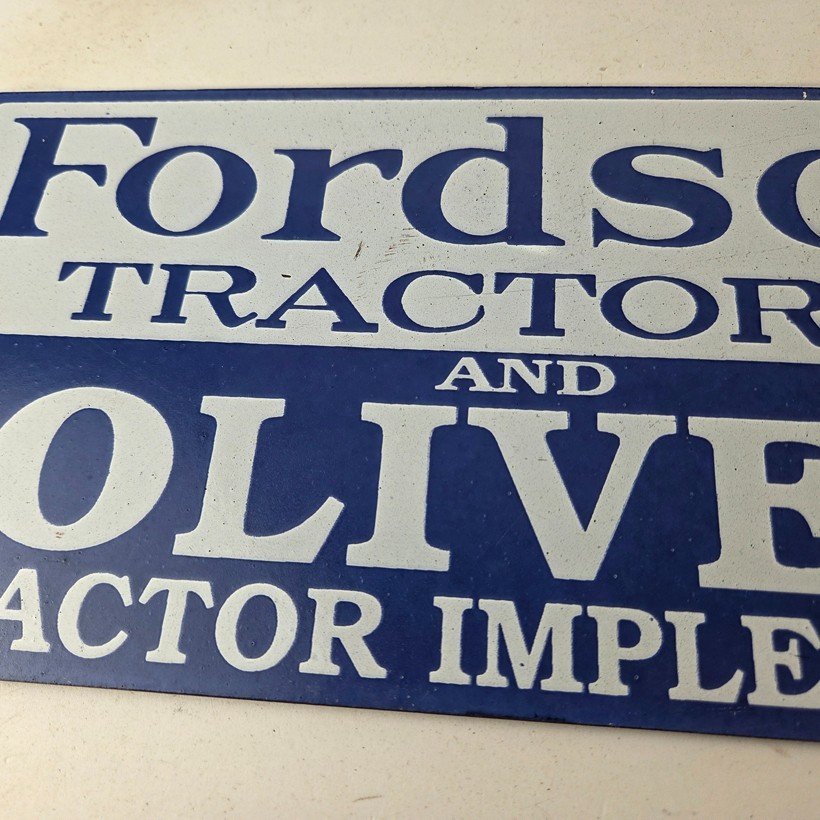 Vintage Fordson Tractors Sign - Oliver Sales Service Gas Porcelain Sign - Image 3