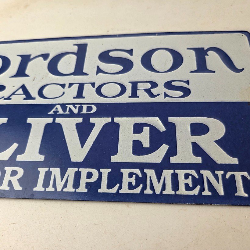 Vintage Fordson Tractors Sign - Oliver Sales Service Gas Porcelain Sign - Image 4