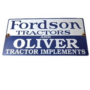 Vintage Fordson Tractors Sign - Oliver Sales Service Gas Porcelain Sign