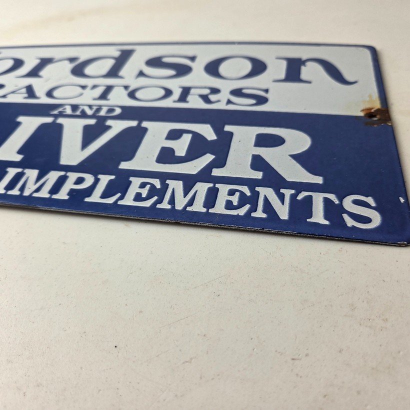 Vintage Fordson Tractors Sign - Oliver Sales Service Gas Porcelain Sign - Image 10