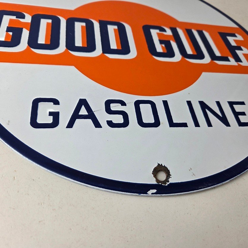 Vintage Good Gulf Gasoline Sign - Service Station Gas Pump Plate Service Sign - Image 11