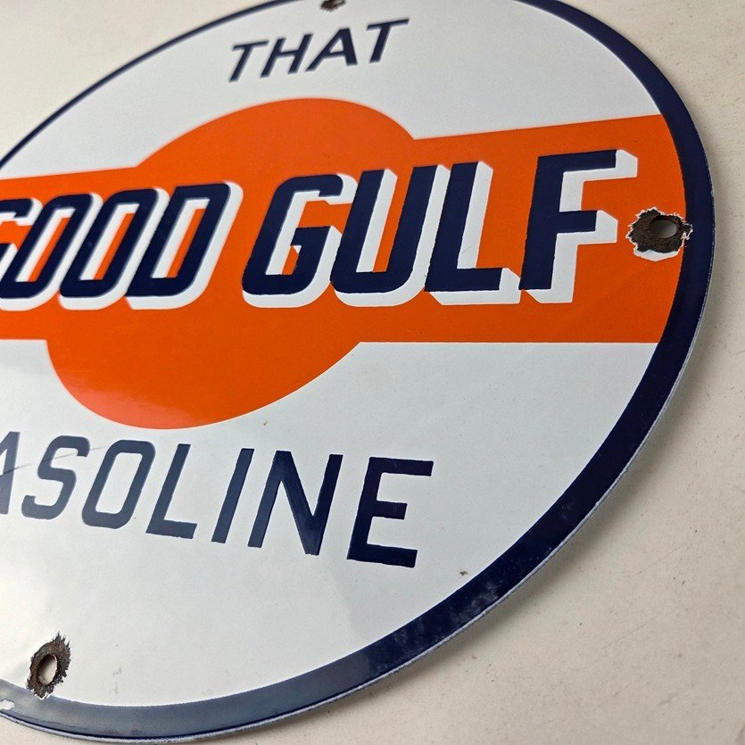 Vintage Good Gulf Gasoline Sign - Service Station Gas Pump Plate Service Sign - Image 13