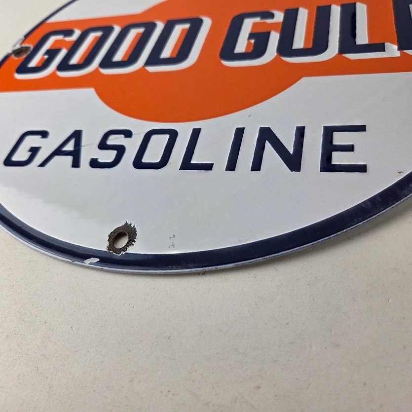 Vintage Good Gulf Gasoline Sign - Service Station Gas Pump Plate Service Sign - Image 14