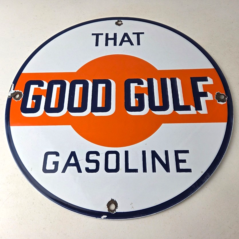 Vintage Good Gulf Gasoline Sign - Service Station Gas Pump Plate Service Sign - Image 15