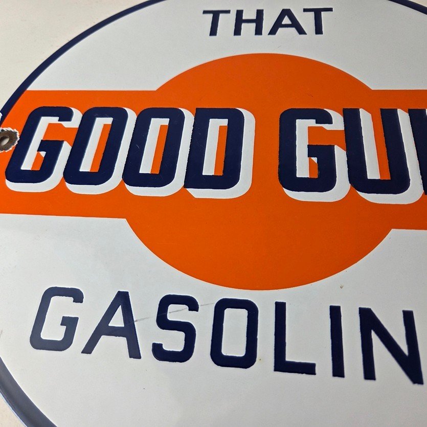 Vintage Good Gulf Gasoline Sign - Service Station Gas Pump Plate Service Sign - Image 4