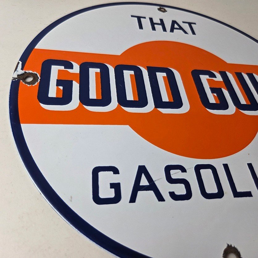 Vintage Good Gulf Gasoline Sign - Service Station Gas Pump Plate Service Sign - Image 6