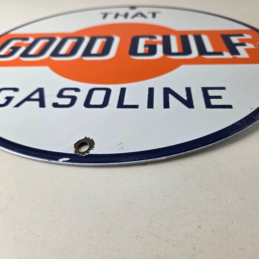 Vintage Good Gulf Gasoline Sign - Service Station Gas Pump Plate Service Sign - Image 10