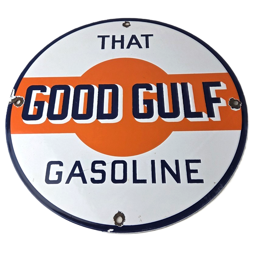 Vintage Good Gulf Gasoline Sign - Service Station Gas Pump Plate Service Sign