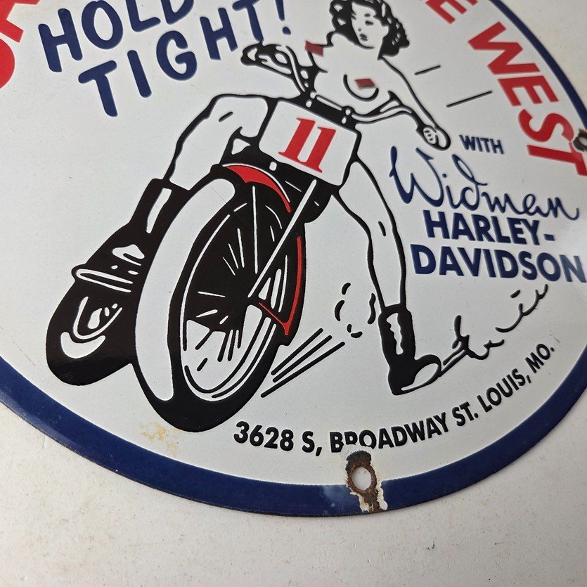 Vintage Harley Davidson Motorcycles Sign - 11 3/4" Gas Pump Porcelain Sign - Image 11