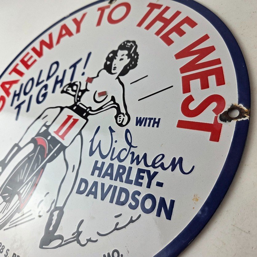 Vintage Harley Davidson Motorcycles Sign - 11 3/4" Gas Pump Porcelain Sign - Image 13