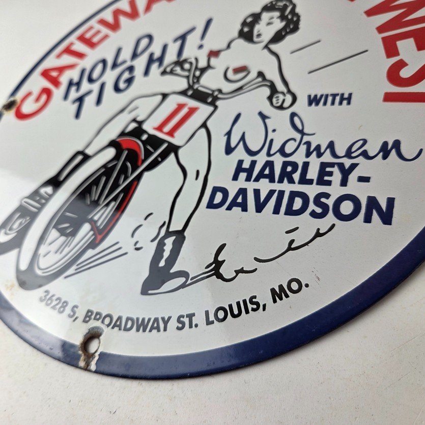 Vintage Harley Davidson Motorcycles Sign - 11 3/4" Gas Pump Porcelain Sign - Image 14