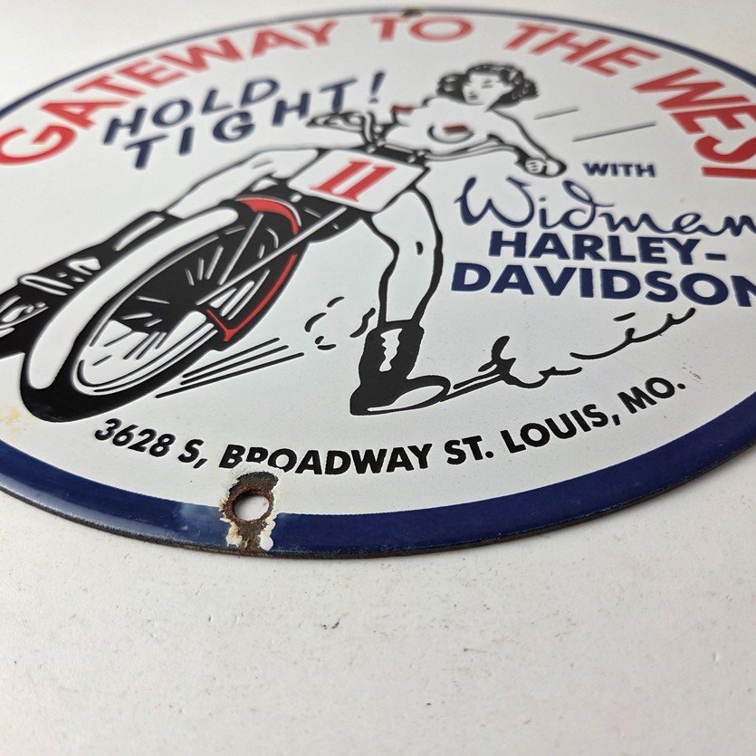 Vintage Harley Davidson Motorcycles Sign - 11 3/4" Gas Pump Porcelain Sign - Image 15