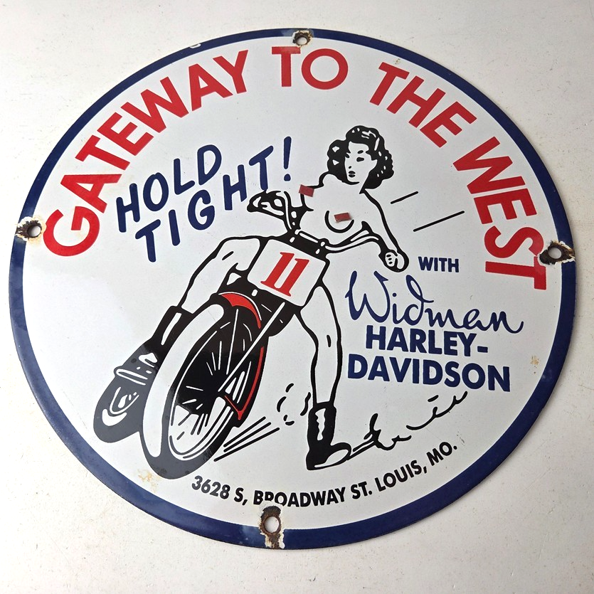 Vintage Harley Davidson Motorcycles Sign - 11 3/4" Gas Pump Porcelain Sign - Image 16