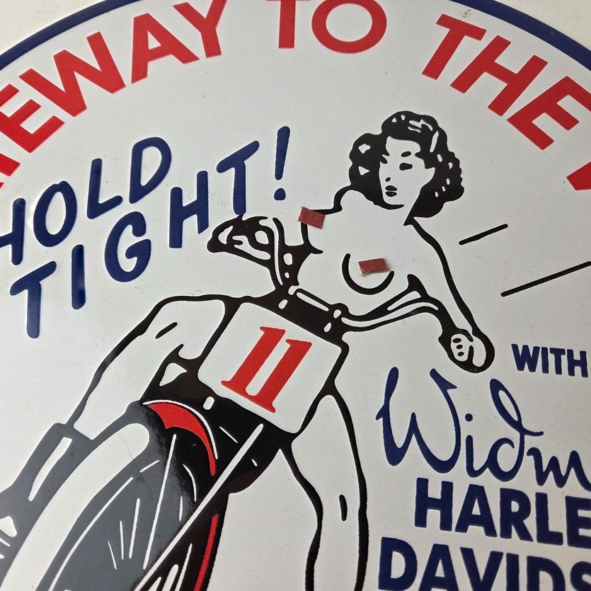 Vintage Harley Davidson Motorcycles Sign - 11 3/4" Gas Pump Porcelain Sign - Image 3