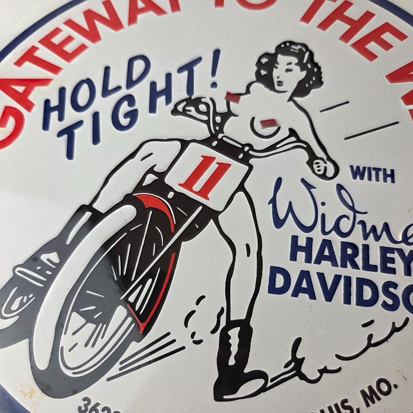 Vintage Harley Davidson Motorcycles Sign - 11 3/4" Gas Pump Porcelain Sign - Image 4