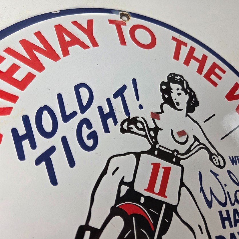 Vintage Harley Davidson Motorcycles Sign - 11 3/4" Gas Pump Porcelain Sign - Image 5