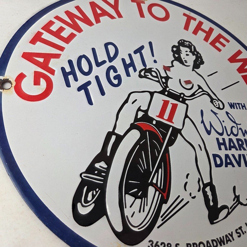 Vintage Harley Davidson Motorcycles Sign - 11 3/4" Gas Pump Porcelain Sign - Image 6