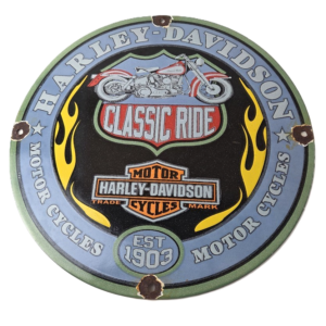 Vintage Harley Davidson Motorcycles Sign - Classic Ride Porcelain Gas Pump Sign