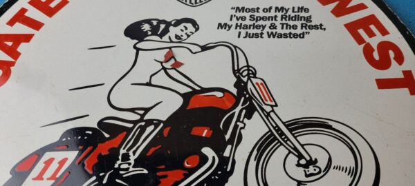 Vintage Harley Davidson Motorcycles Sign Gateway Biker Gas Pump Porcelain Sign 305444951474 3