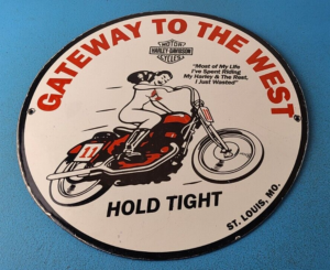 Vintage Harley Davidson Motorcycles Sign Gateway Biker Gas Pump Porcelain Sign 305444951474