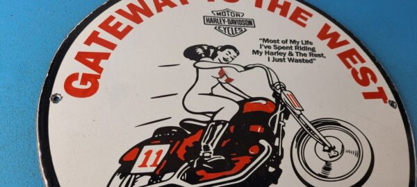 Vintage Harley Davidson Motorcycles Sign Gateway Biker Gas Pump Porcelain Sign 305444951474 5