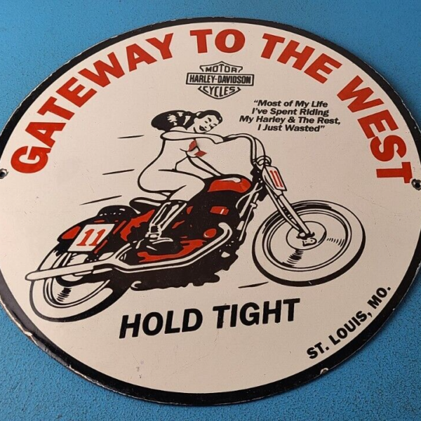 Vintage Harley Davidson Motorcycles Sign Gateway Biker Gas Pump Porcelain Sign 305444951474